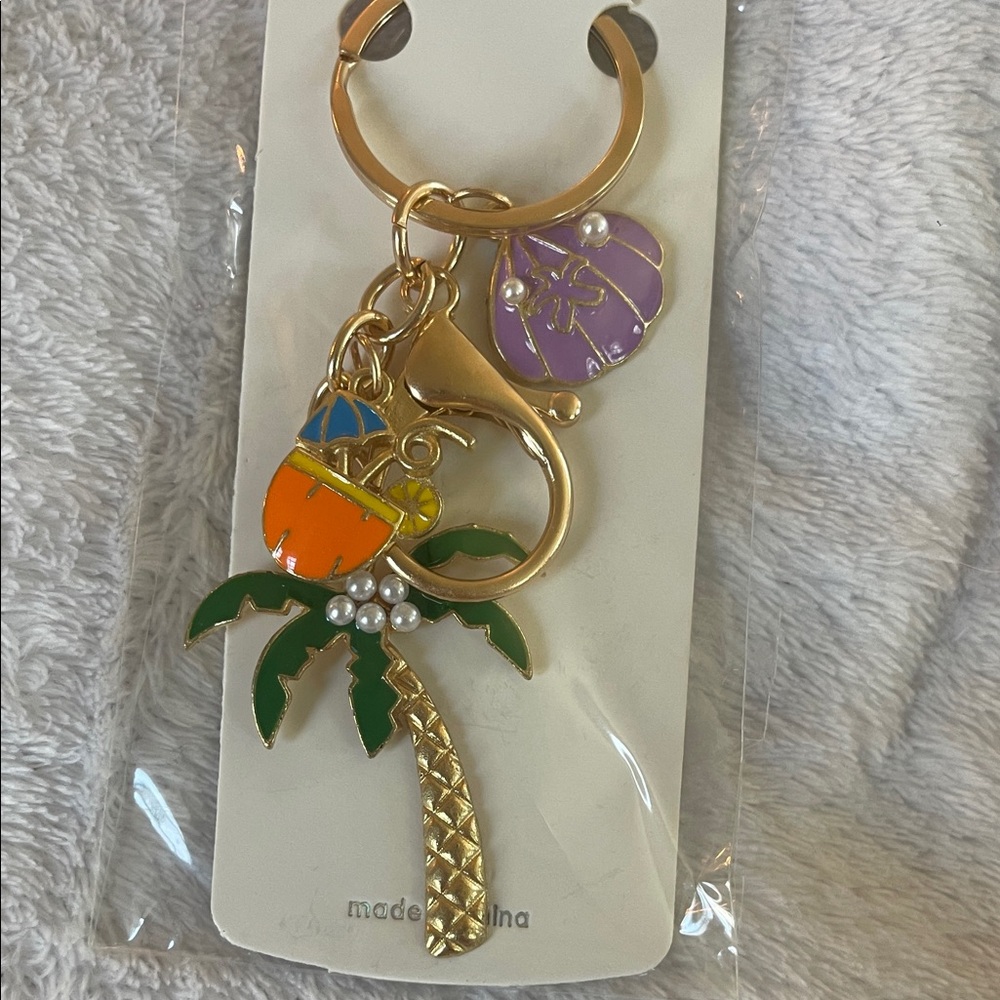 Tropical palm tree Charm Keychain purse bag charm nwt